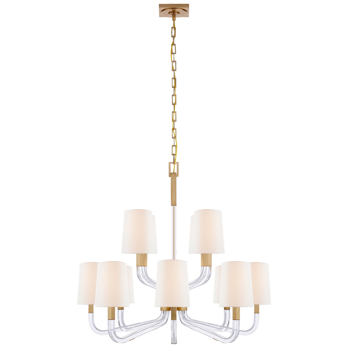 Visual Comfort Signature - CHC 5903AB/CG-L - 12 Light Chandelier - Reagan - Antique-Burnished Brass and Crystal