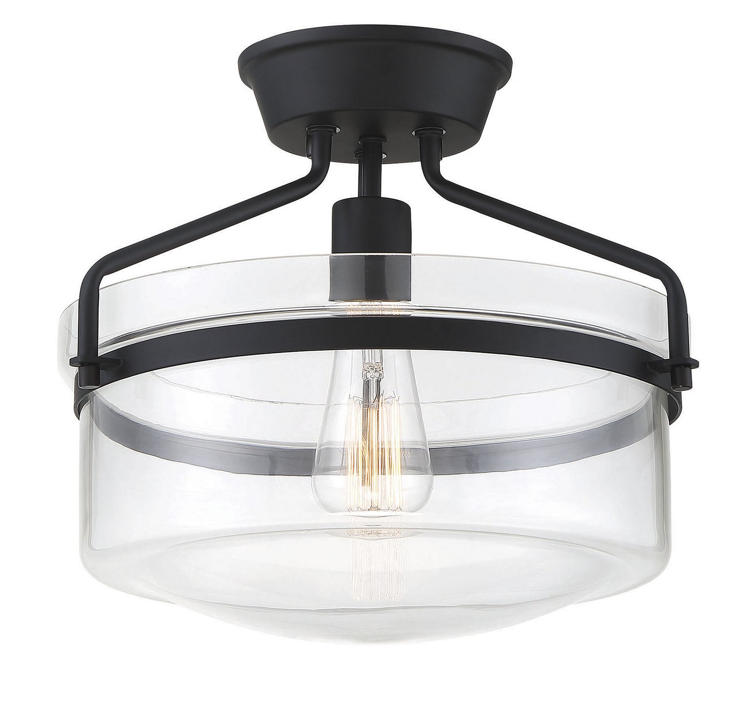 Meridian - M60011MBK - One Light Semi-Flush Mount - Msemi - Matte Black