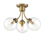 Meridian - M60060NB - Three Light Semi-Flush Mount - Msemi - Natural Brass