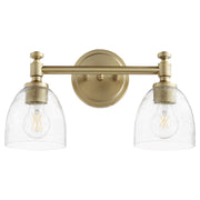 Quorum - 5122-2-280 - Two Light Vanity - Rossington - Aged Brass|Clear Seeded