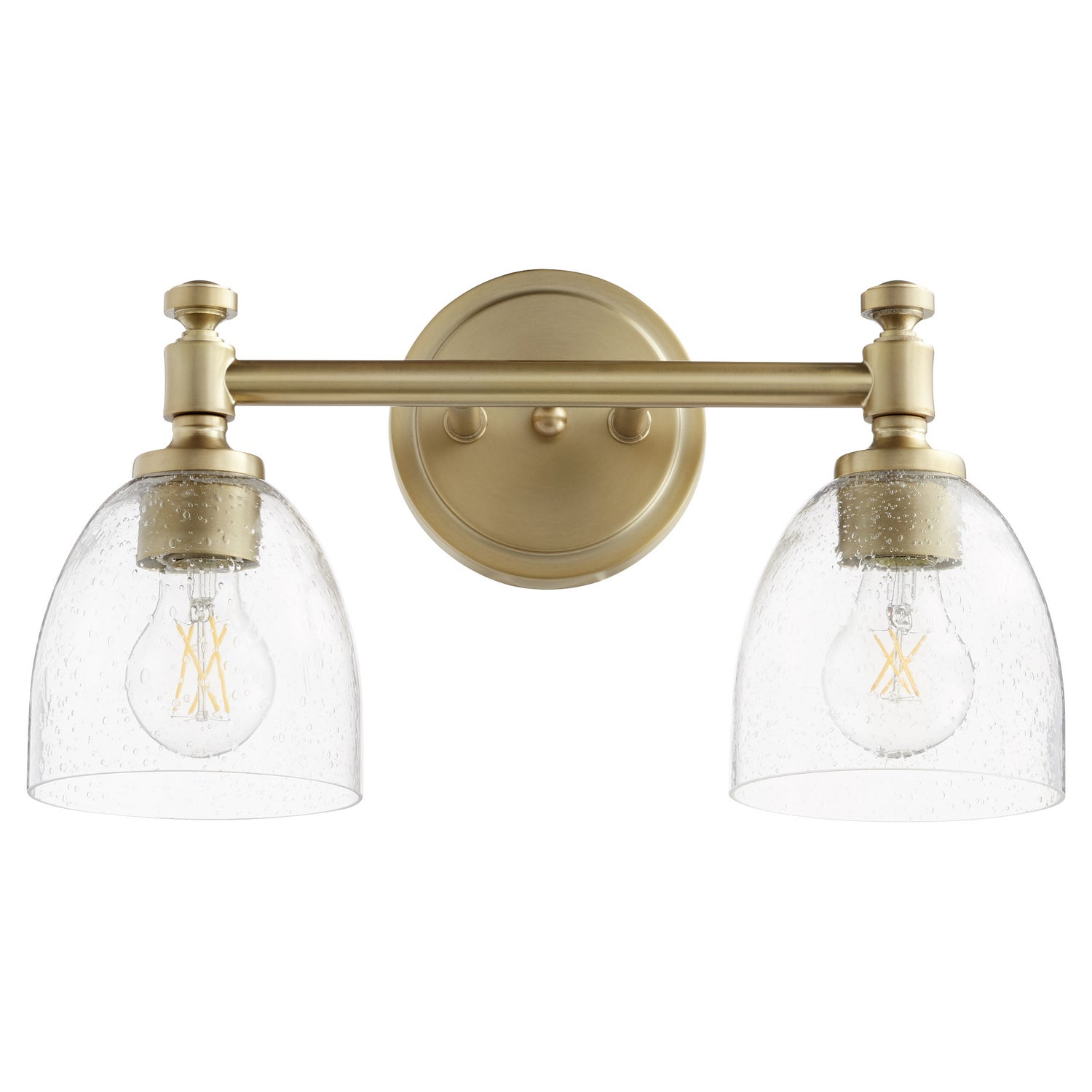 Quorum - 5122-2-280 - Two Light Vanity - Rossington - Aged Brass|Clear Seeded