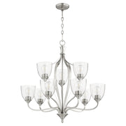 Quorum - 6127-9-265 - Nine Light Chandelier - Jardin - Satin Nickel|Clear Seeded