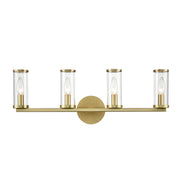 Alora - WV309044NBCG - Four Light Bathroom Fixture - Revolve - Clear Glass/Natural Brass