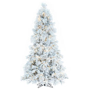 9' x 59" Flocked Atka Slim Tree, Warm White Wide Angle 3mm Low Voltage LED lights