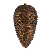 7" Chocolate Matte Glitter Pinecone Christmas Ornament