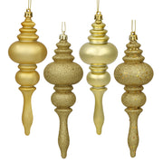 7" Gold 4-Finish Finial Ornament - Matte & Glitter