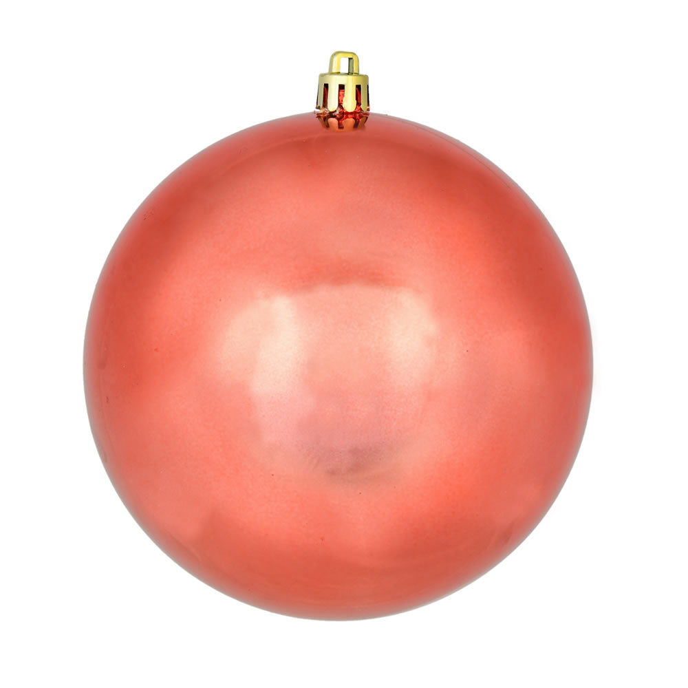 4" Coral Shiny Ornament 6/Bag