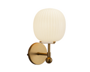 Cherise One Light Sconce in Brushed Gold/Glossy Ribbed Opal Glass