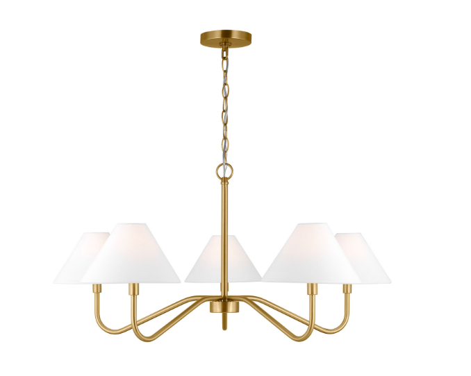 Eldon Five Light Chandelier in Satin Brass