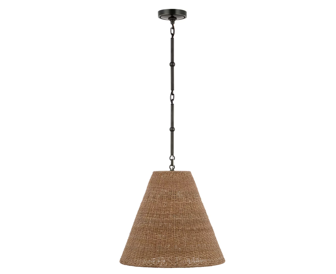 Goodman Medium Pendant Light Bronze Woven Toast Shade Visual Comfort Signature