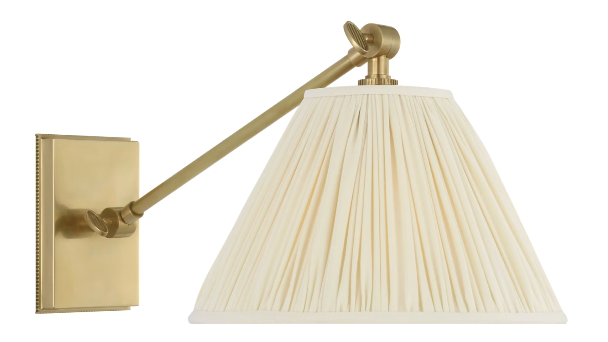 Wimberley Single Library Wall Light in Soft Brass (Shade in Silk Pleated)