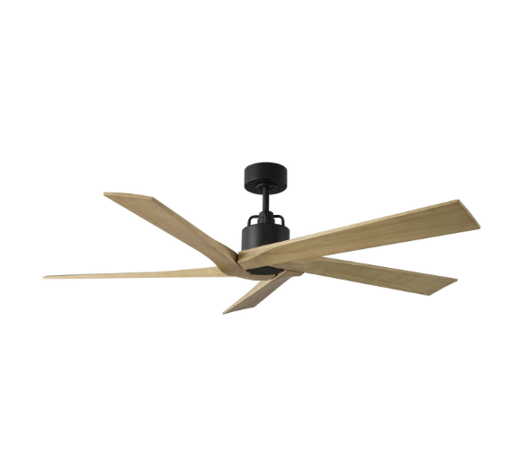 Aspen 56" Ceiling Fan in Matte Black with Natural Honey Blades