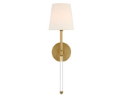 Camille 20" Cordless Sconce – Hand-Rubbed Antique Brass with Linen Shade