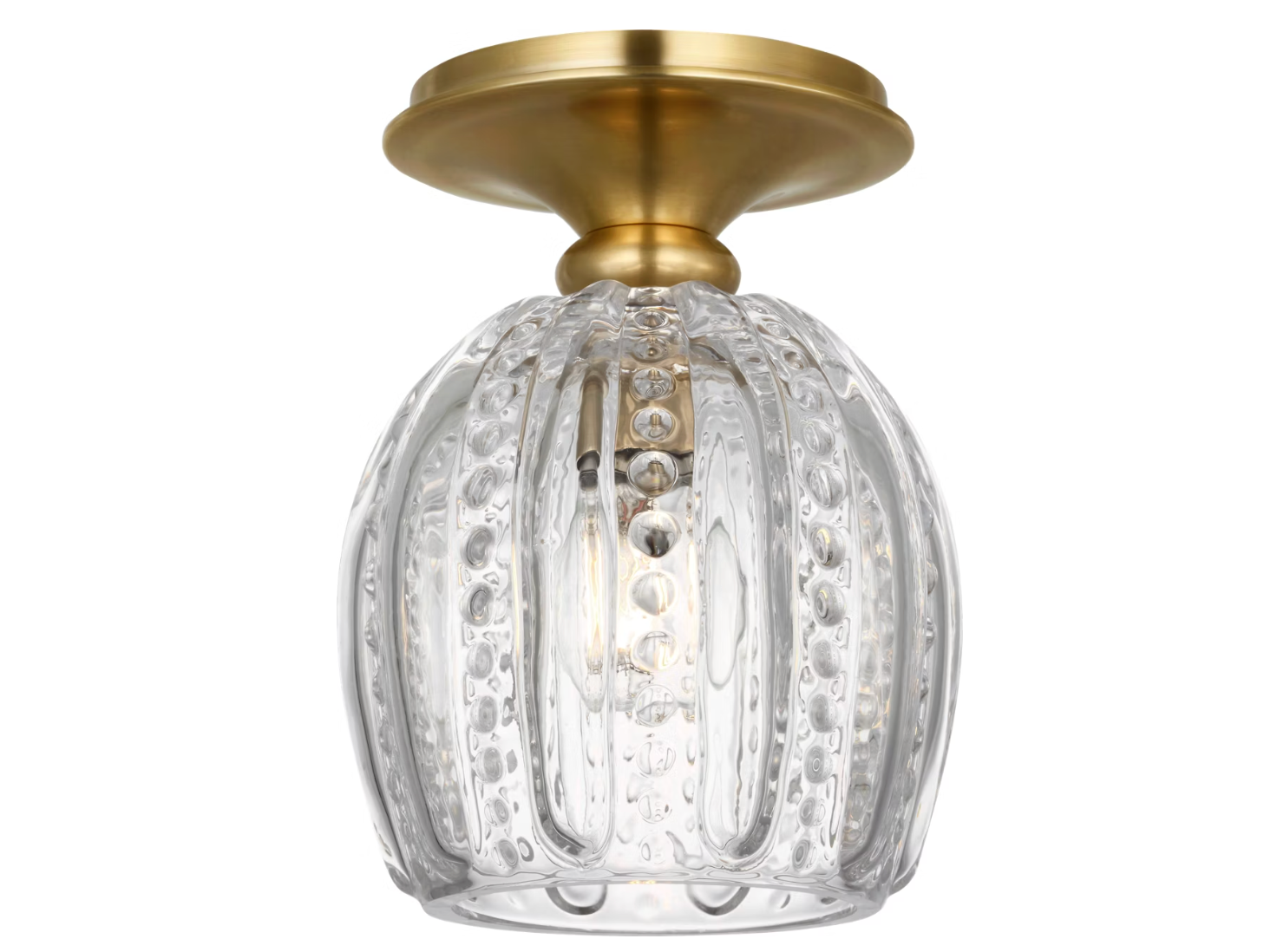 Lazari 6" Flush Mount – Hand-Rubbed Antique Brass with Clear Glass