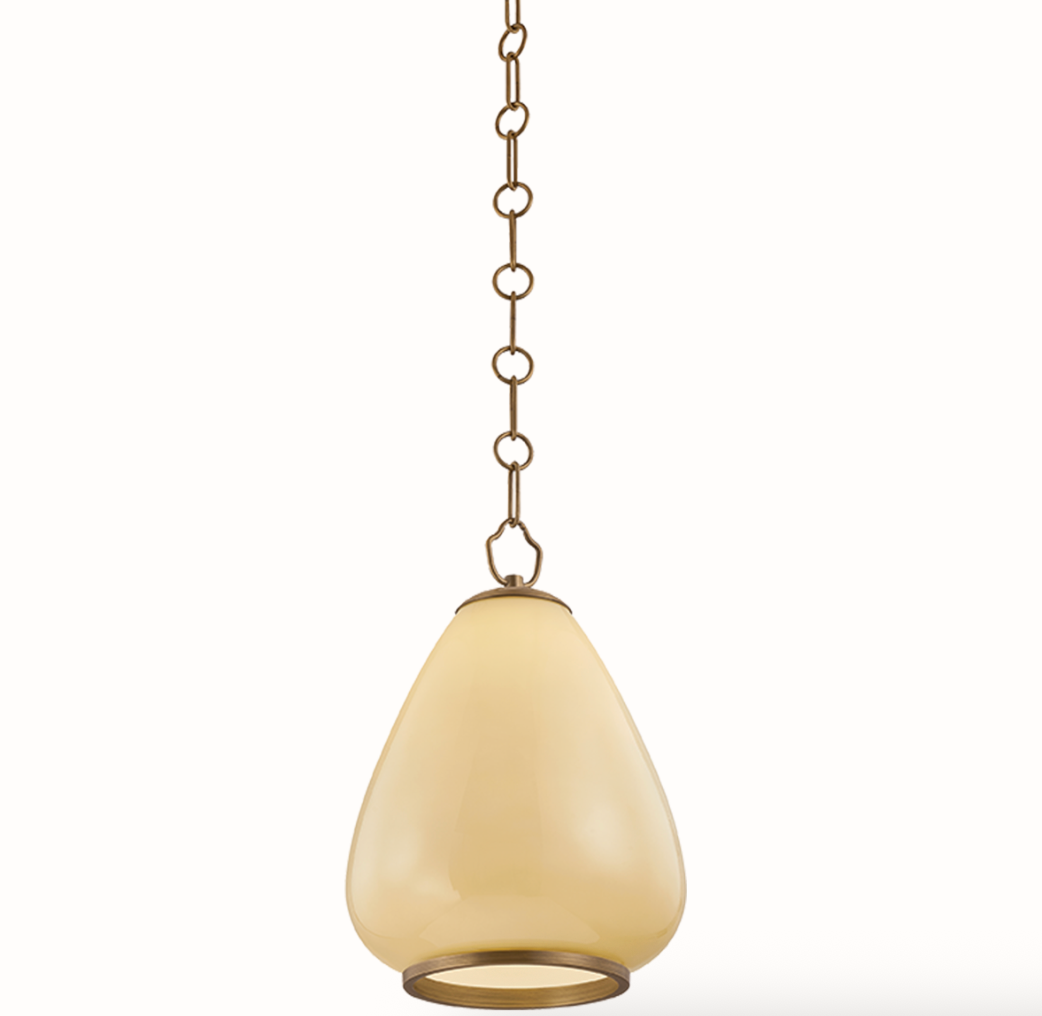 Maliah Small Pendant – Patina Brass with Cream Opal Glass