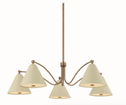 Clive 5-Light Chandelier – Patina Brass with Soft Sand Glass