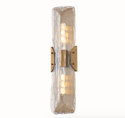 Nordic 2-Light Wall Sconce – Patina Brass with Clear Seeded Glass
