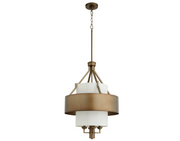 4-Light Pendant Chandelier – Dark Brass with Cream Linen Shade