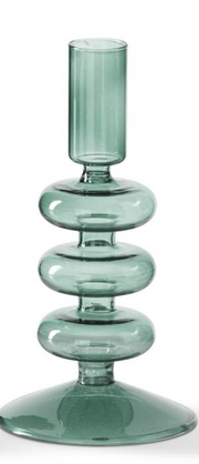 6.25" Clear Green Glass Taper