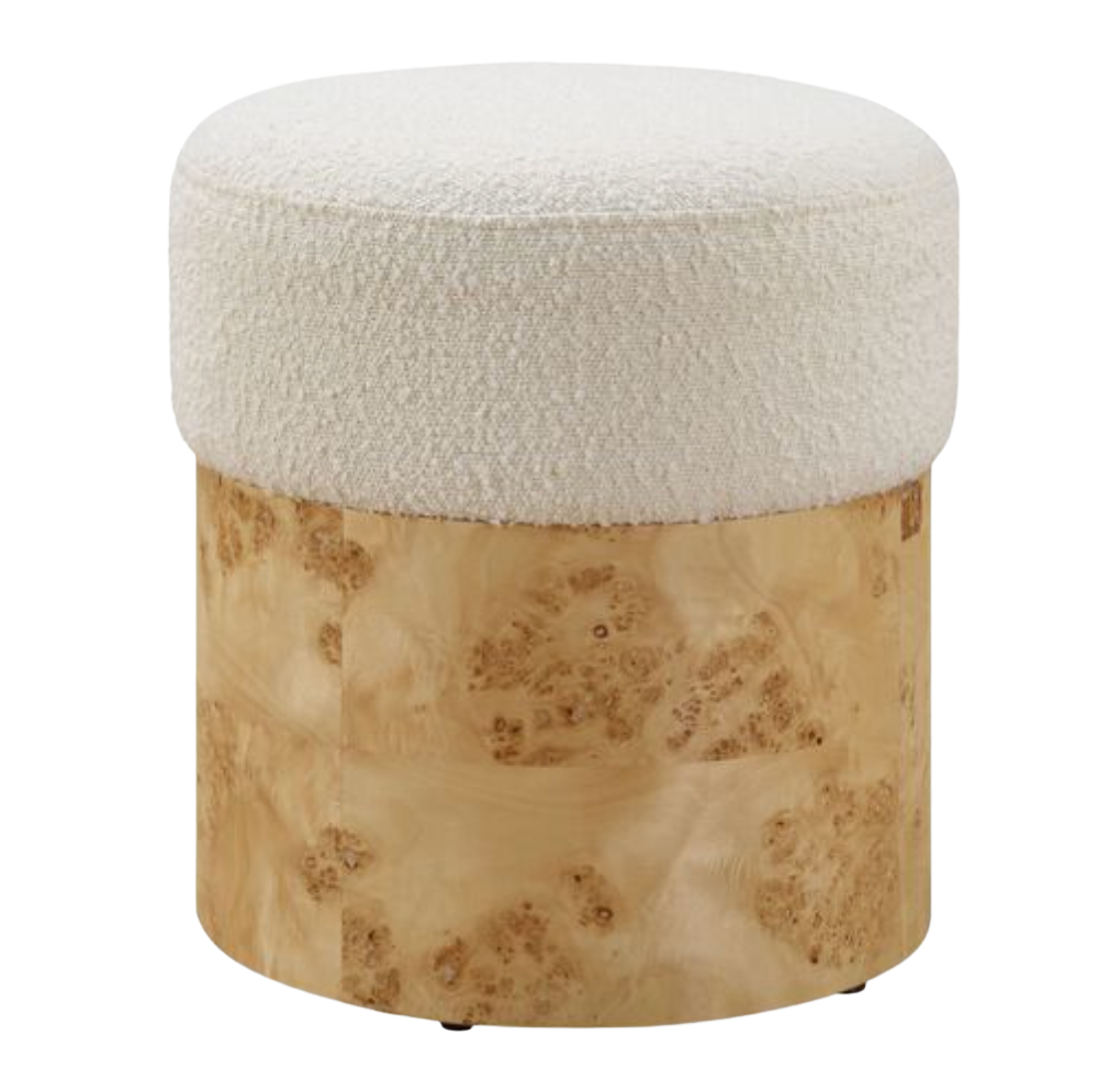 Swirls Ottoman in Textured Ivory
