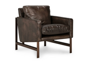 Chazzie Accent Chair in truffle brown top grain leather with iron frame — Brooke's On Main