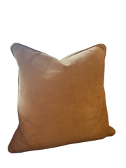 18" Throw Pillow in Leather (Cotton Camel)