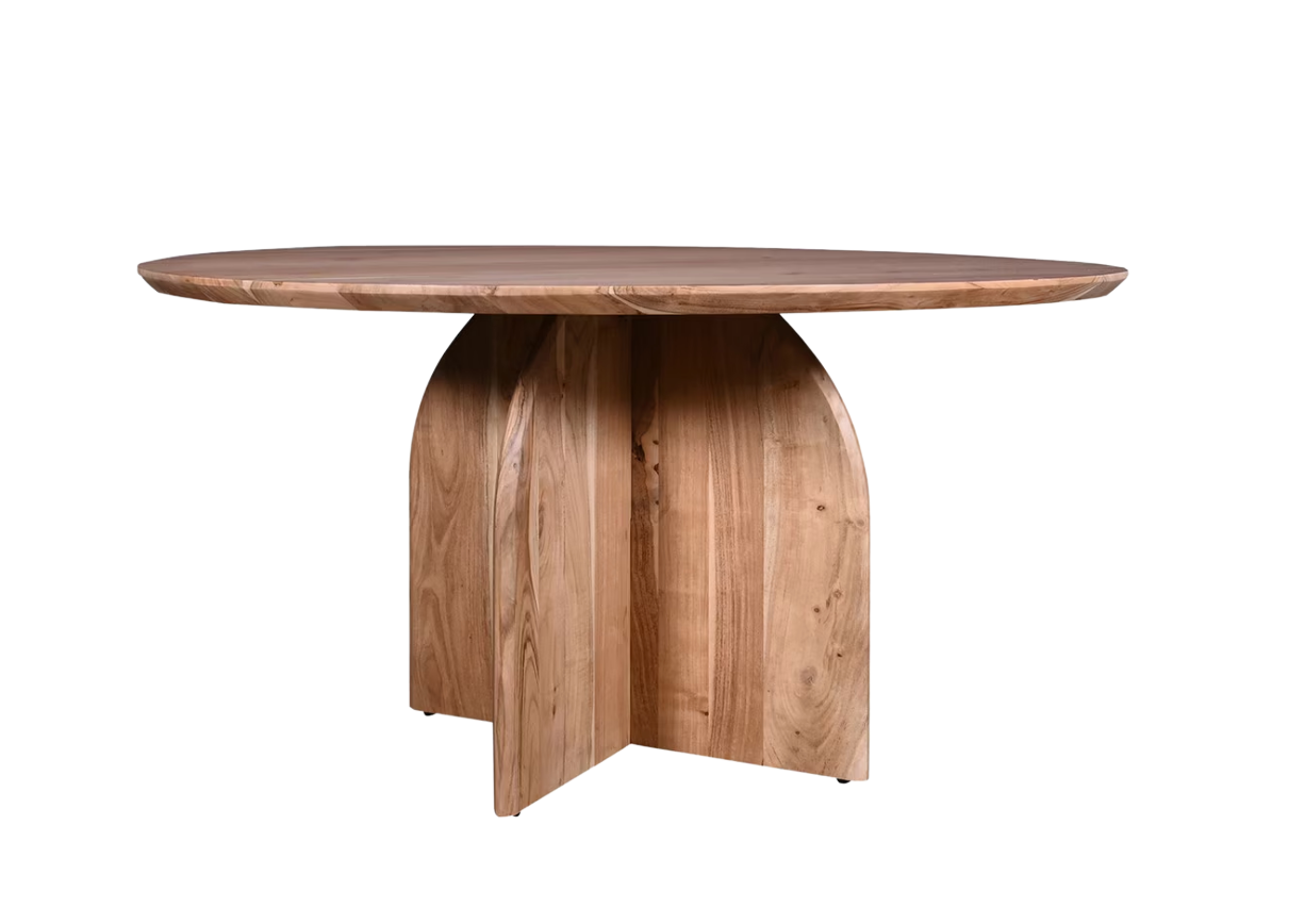 Round Cross Base Dining Table, Natural
