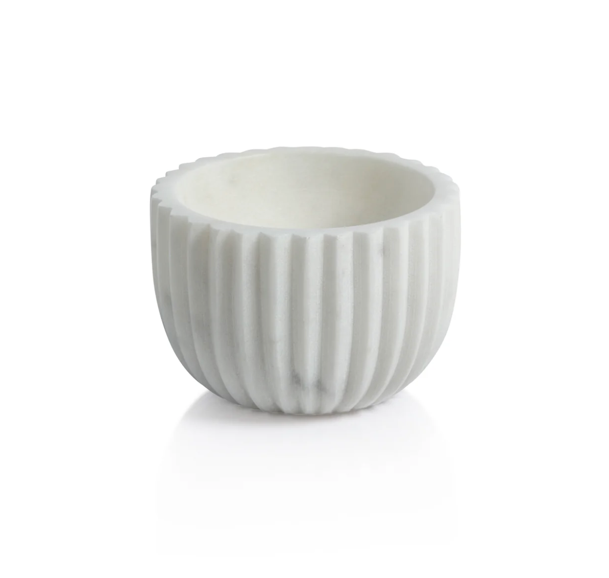 WHISPERING RIBBED MARBLE BOWL (WHITE)