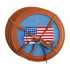 EMBROIDERED FLAG COASTER SET OF 4