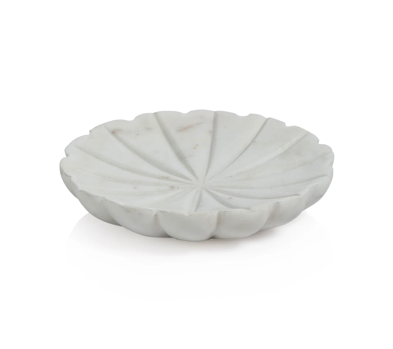 FLOWER MARBLE DISH (WHITE)
