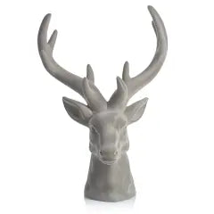 FLOCKED STAG HEAD - CREAM
