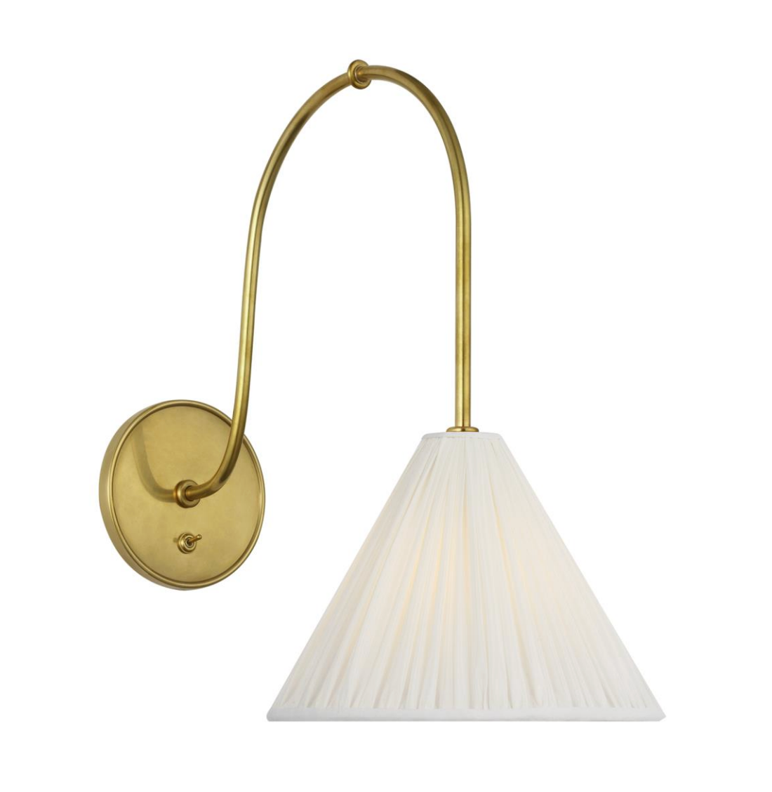 Malia 14" Arched Wall Light in hand-rubbed antique brass with pleated shade — Brooke's On Main