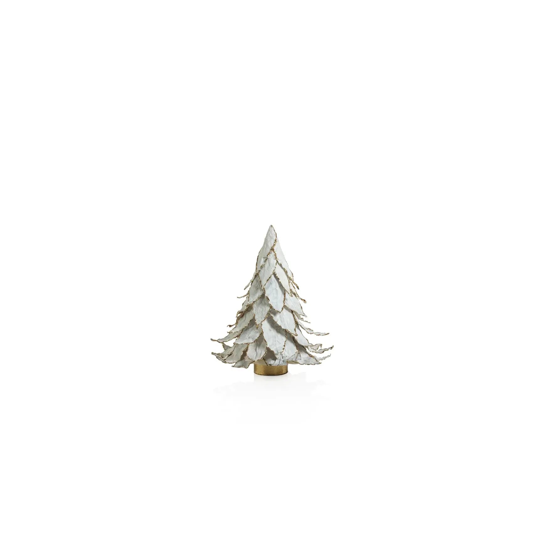 NATURAL WHITE LEAF W/ GOLD TRIM - 8 IN