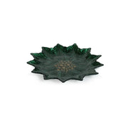 POINSETTA GLASS PLATE - GOLD & GREEN