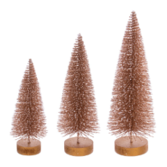8"-10"-12" CHAMPAGNE BOTTLE BRUSH TREES, SET OF 3