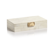 WHITE DESIGN BOX WITH BRASS KNOBS