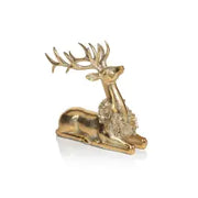 GOLDEN DEER W/ FLORAL WREATH - SITTING