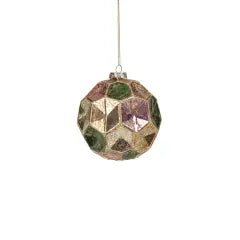 DIMPLED MULTICOLOR BALL ORNAMENT - GOLD W/ AUTUMN JEWEL TONES - MEDIUM